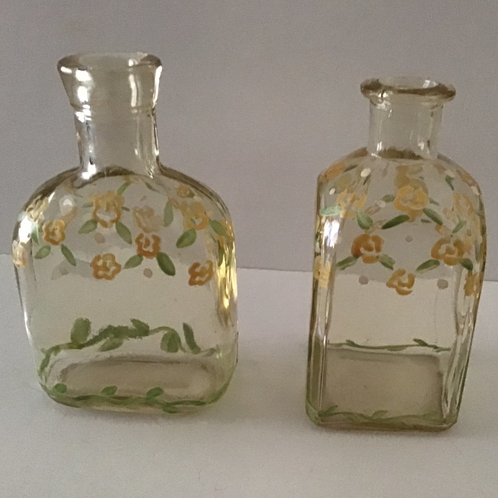 VINTAGE HAND PAINTED SMALL BOTTLES—set of 2